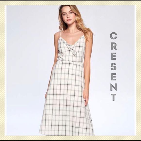 Crescent Dresses & Skirts - Crescent, Tie Front Victoire Plaid Midi Dress - Small